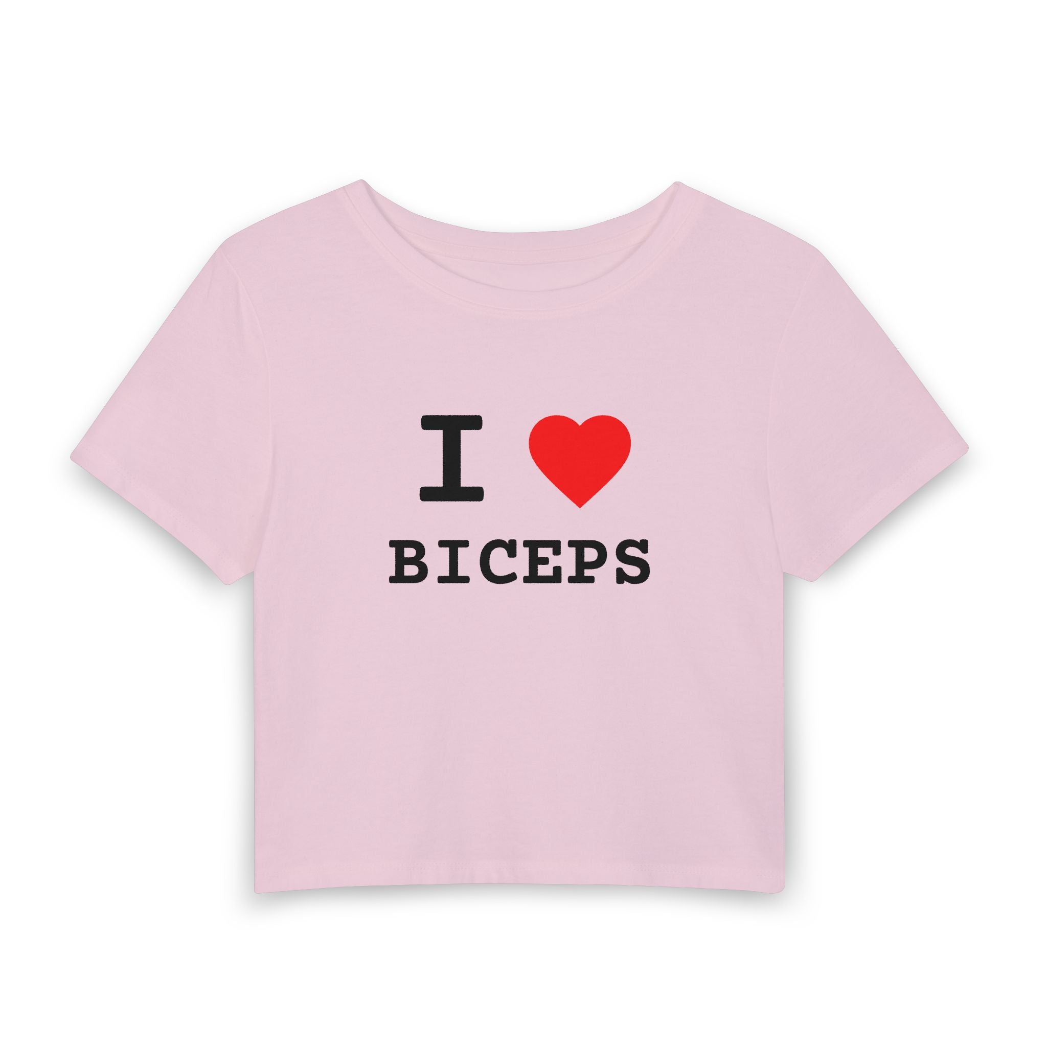 I  Biceps Women's Baby Tee — Cute Gym Crop Top for Fitness Lovers