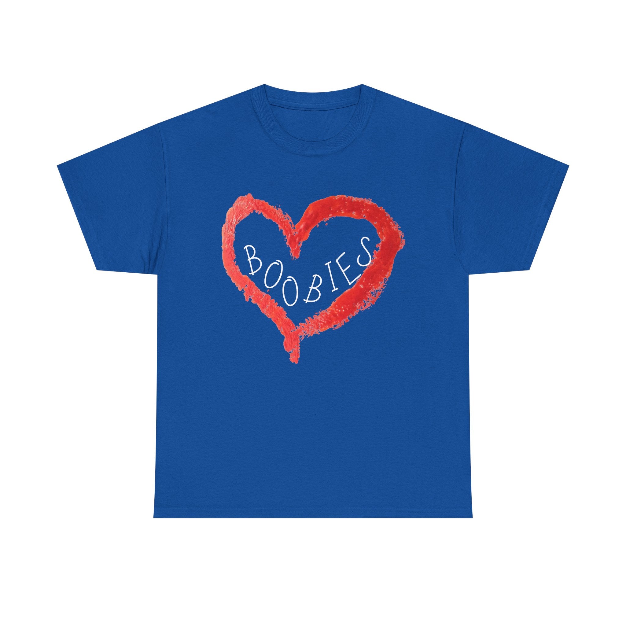 Graphic Tee — Red Heart 'Boobies' Casual Breast Cancer Awareness Shirt