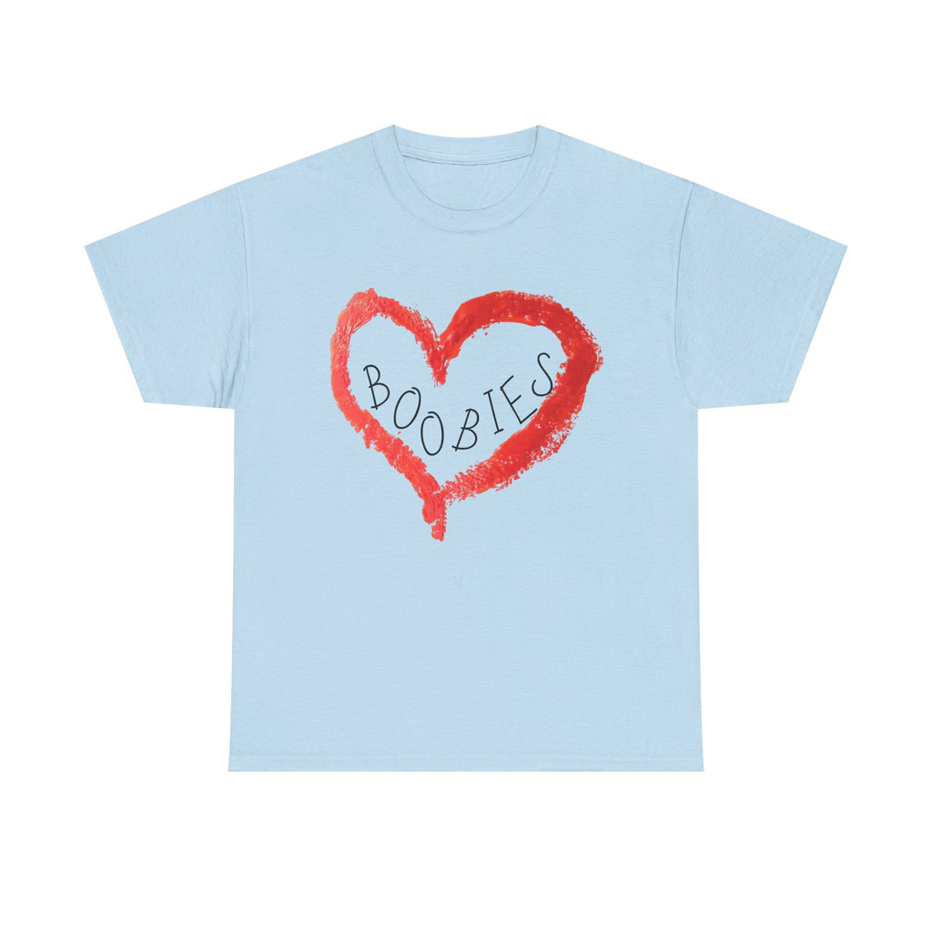 Graphic Tee — Red Heart 'Boobies' Casual Breast Cancer Awareness Shirt