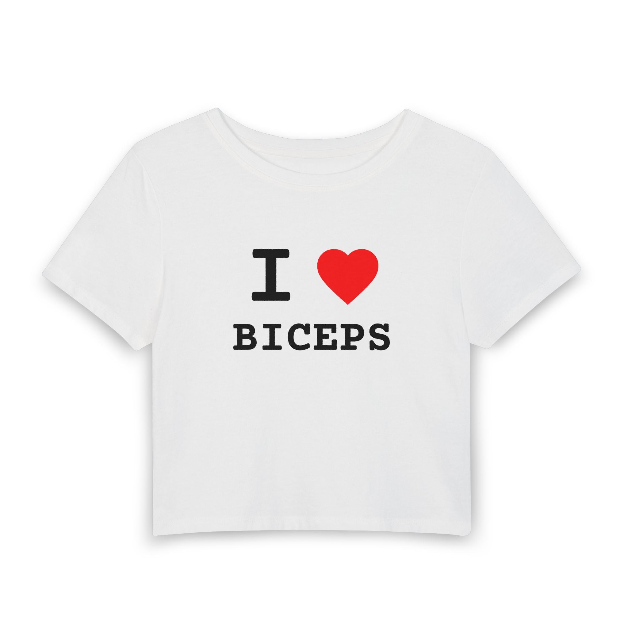 I  Biceps Women's Baby Tee — Cute Gym Crop Top for Fitness Lovers