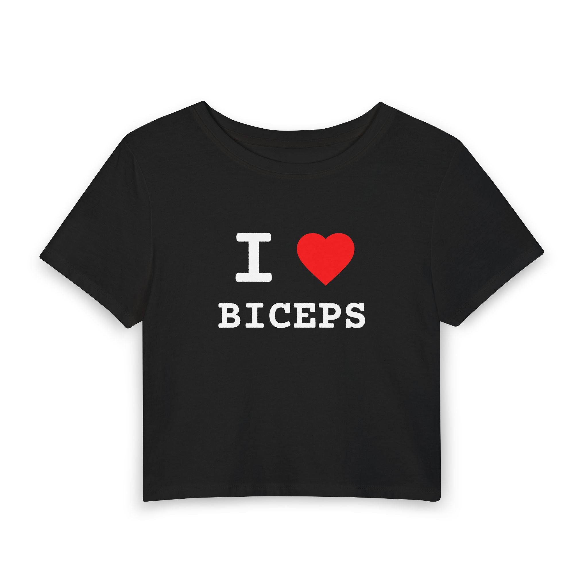 I  Biceps Women's Baby Tee — Cute Gym Crop Top for Fitness Lovers