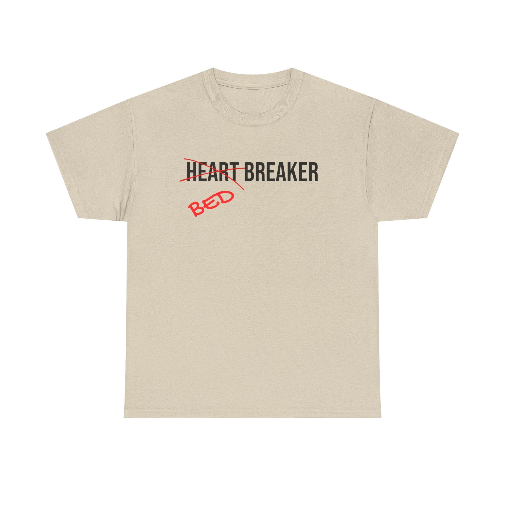 T-Shirt — "Heartbreaker" with Red "Bed" Graffiti Text