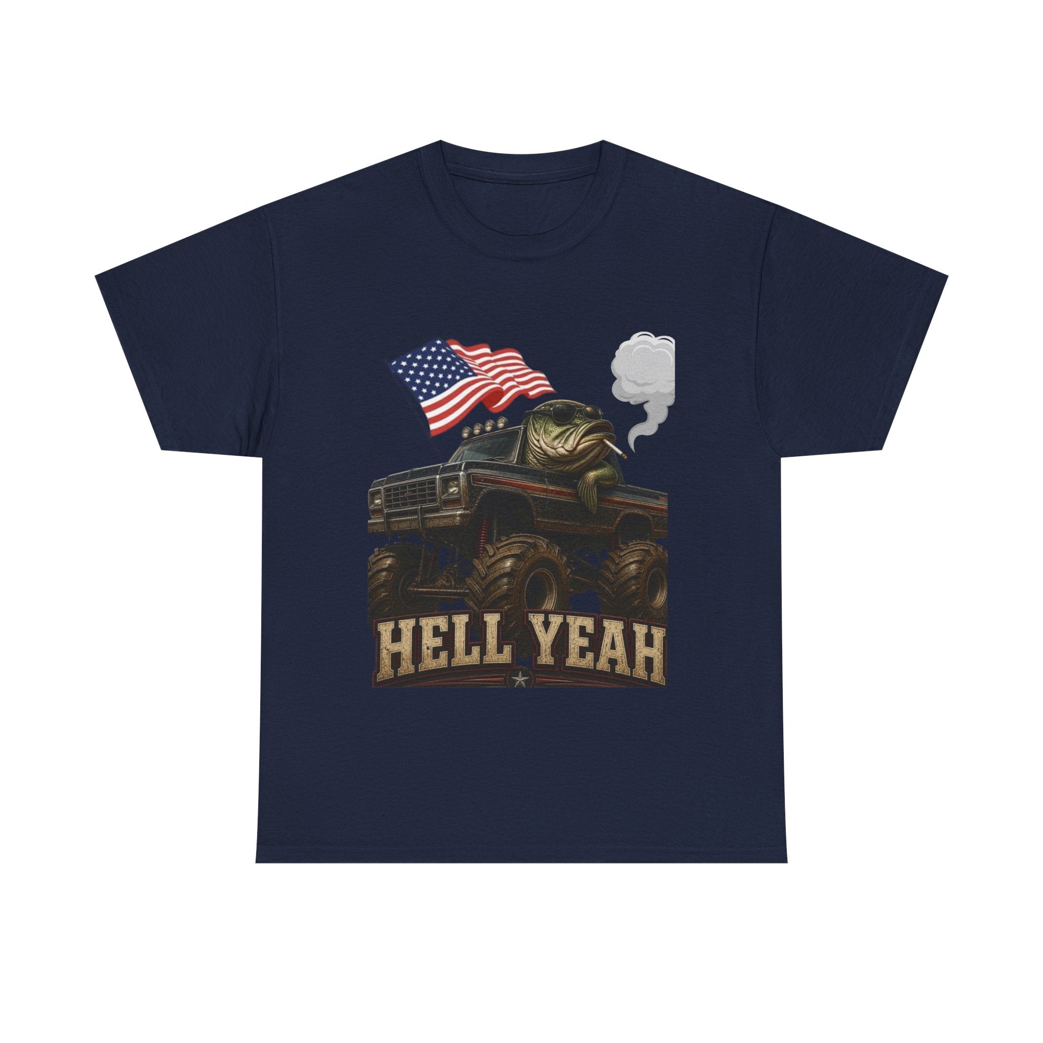 Monster Truck 'Hell Yeah' Tee with American Flag - Patriotic Off-Road Shirt