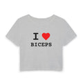 I  Biceps Women's Baby Tee — Cute Gym Crop Top for Fitness Lovers