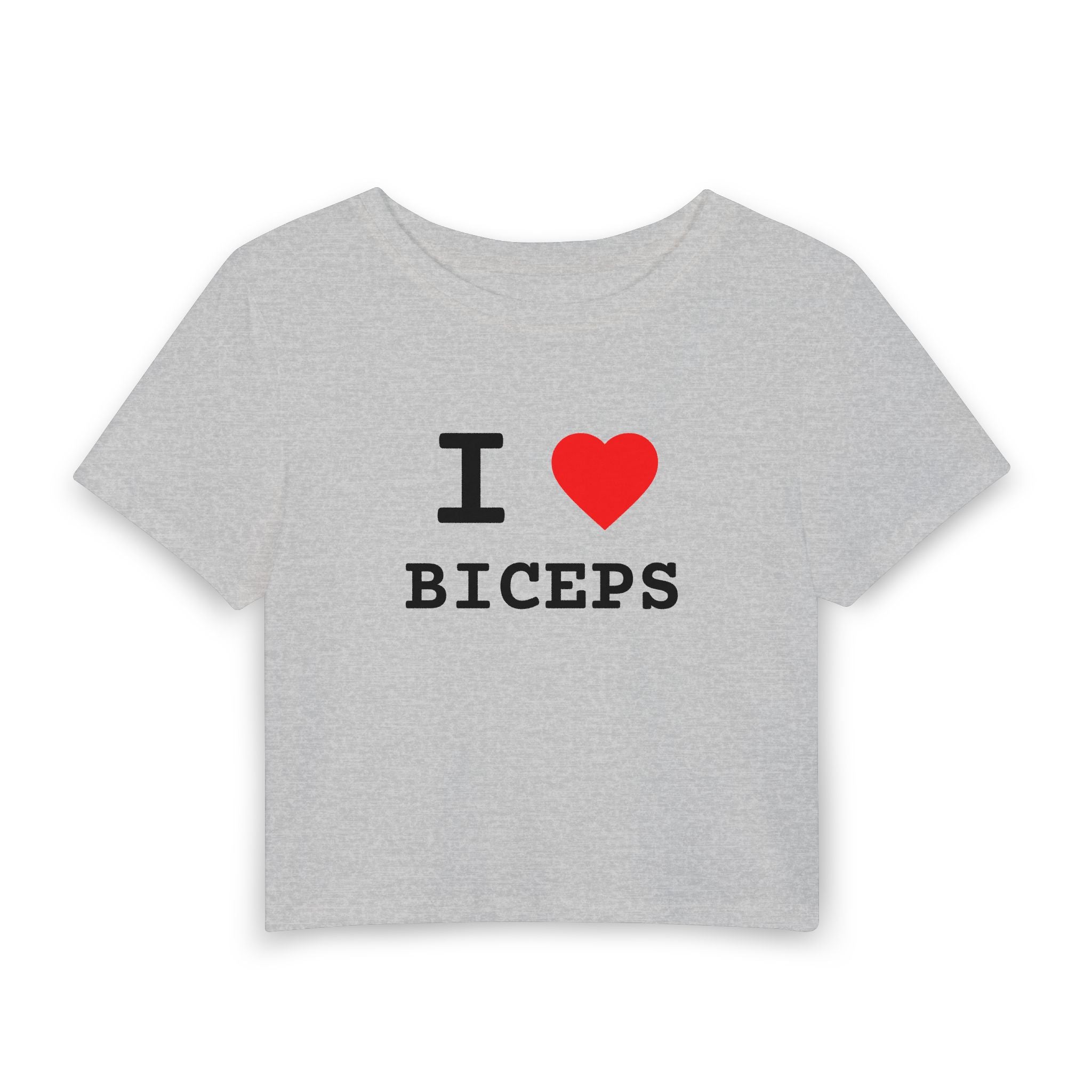 I  Biceps Women's Baby Tee — Cute Gym Crop Top for Fitness Lovers