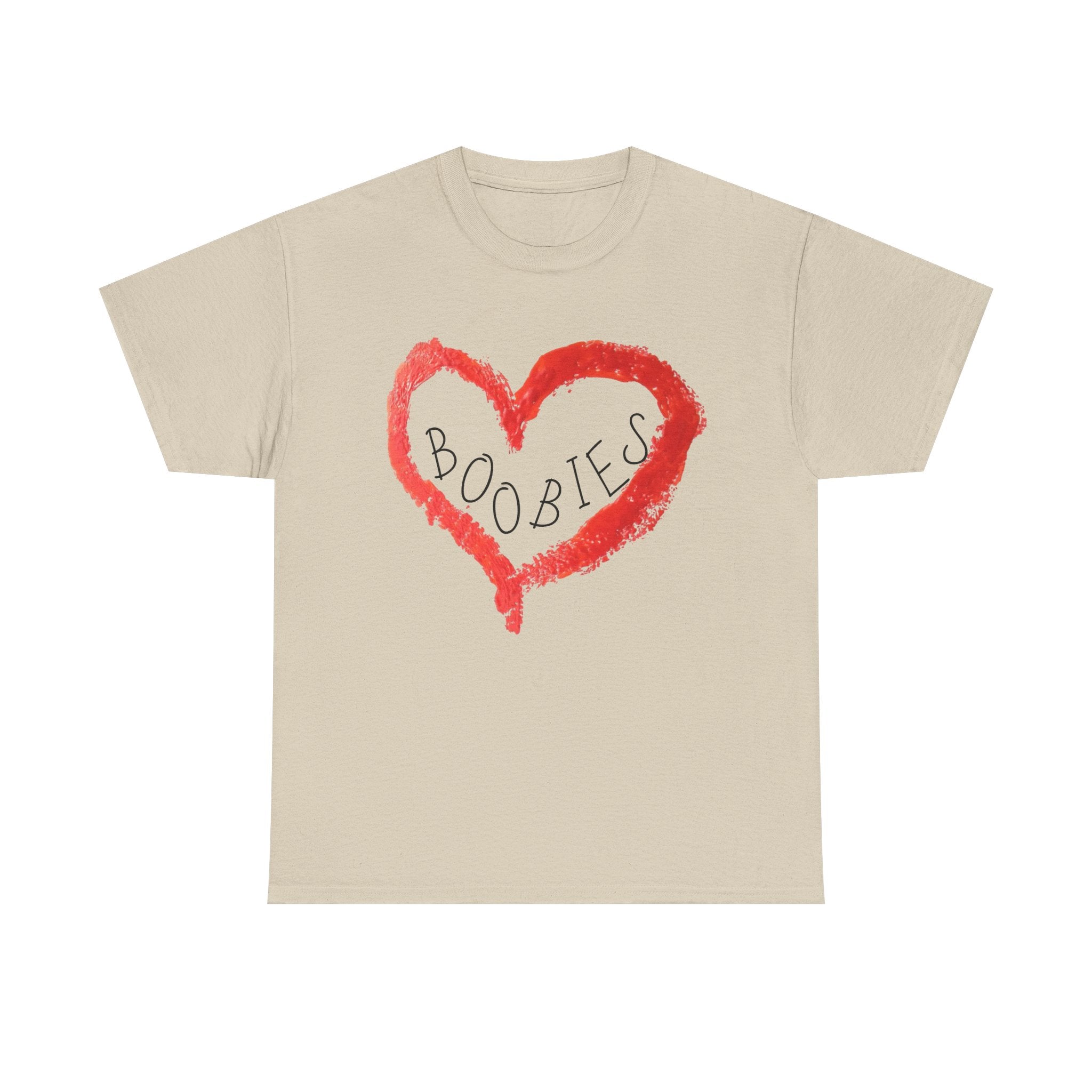 Graphic Tee — Red Heart 'Boobies' Casual Breast Cancer Awareness Shirt