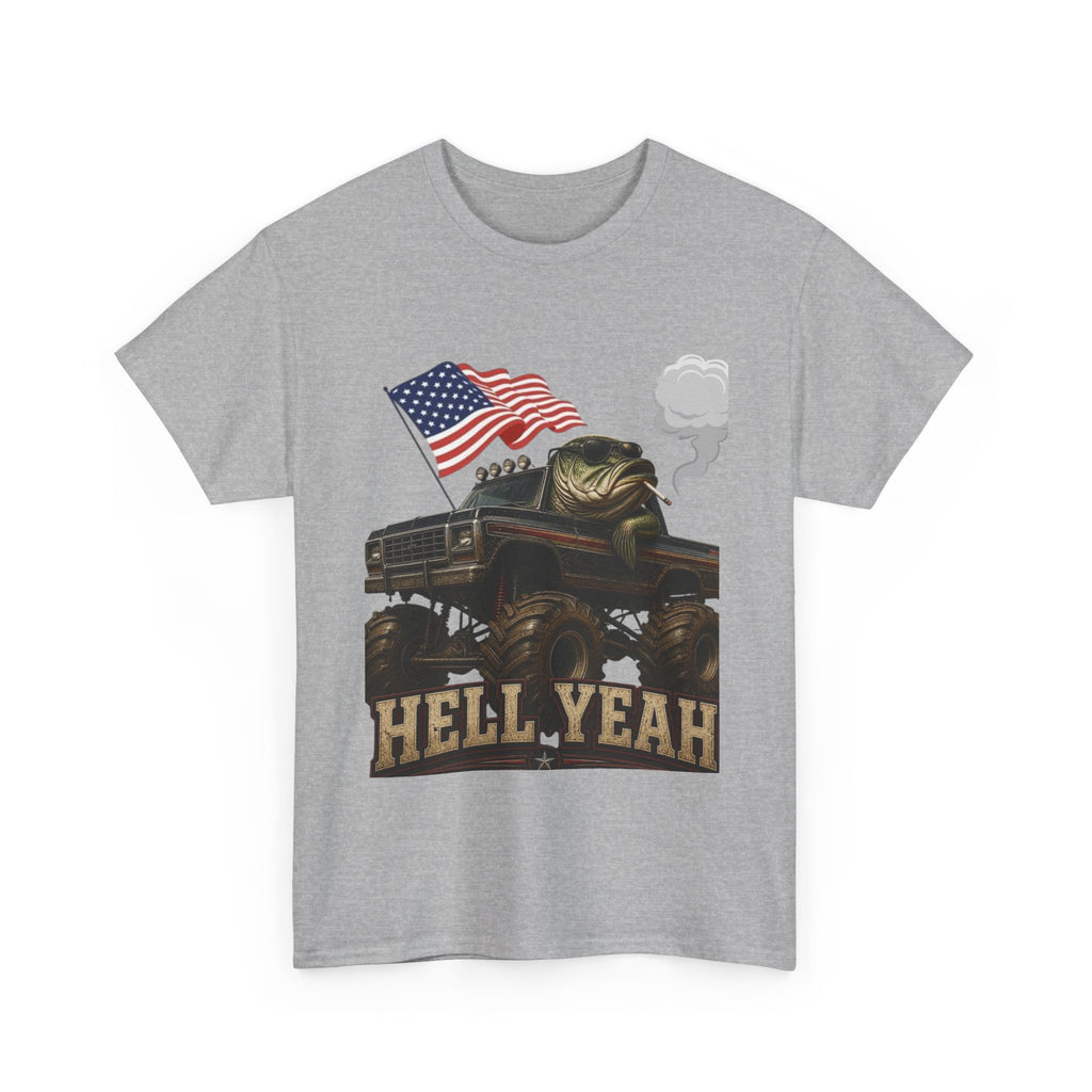 Monster Truck 'Hell Yeah' Tee with American Flag - Patriotic Off-Road Shirt