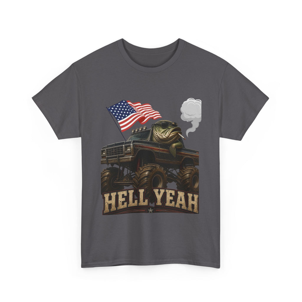 Monster Truck 'Hell Yeah' Tee with American Flag - Patriotic Off-Road Shirt