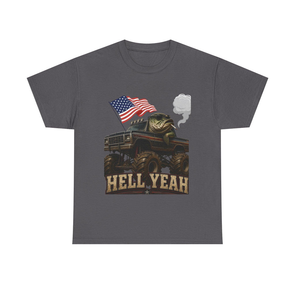 Monster Truck 'Hell Yeah' Tee with American Flag - Patriotic Off-Road Shirt