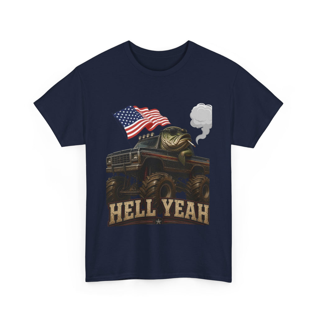 Monster Truck 'Hell Yeah' Tee with American Flag - Patriotic Off-Road Shirt